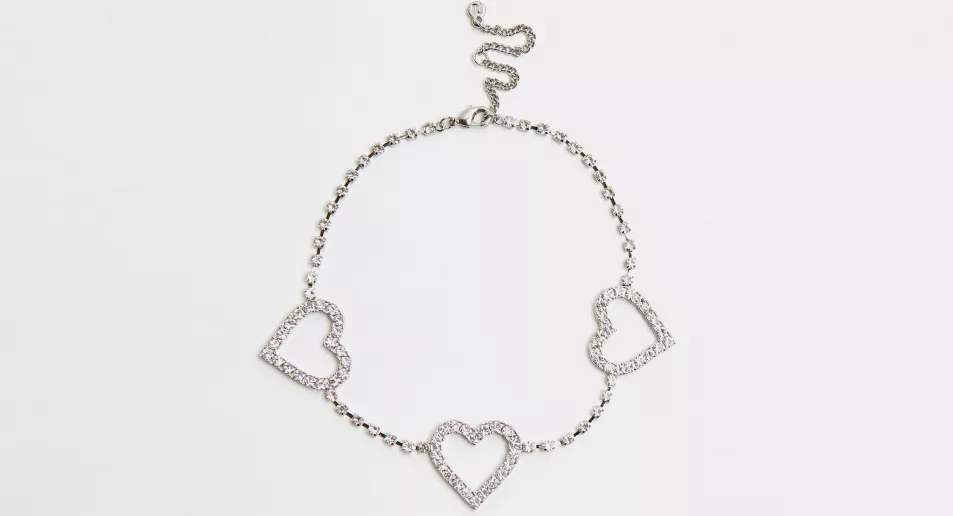 River Island Silver Diamante Heart Motif Choker, £12