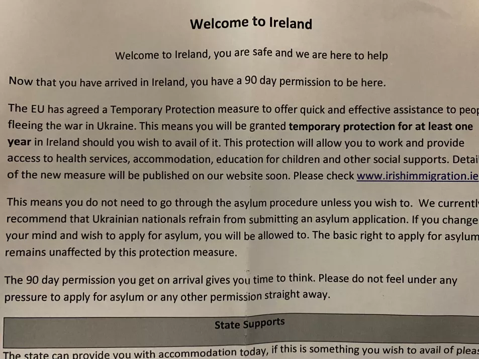 The document handed to Viktor in Dublin 