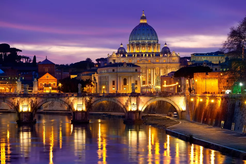 Saint Peter Basilica and St Angelo bridge (Alamy/PA)