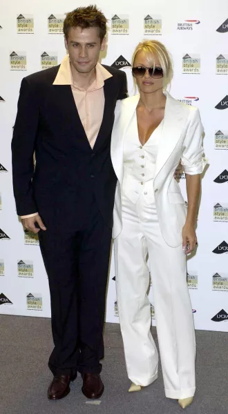 Richard Bacon and Pamela Anderson arrive to host the Lycra British Style Awards 2003