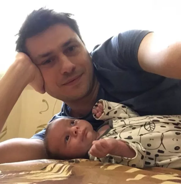 Ben Garratt and baby Raphael
