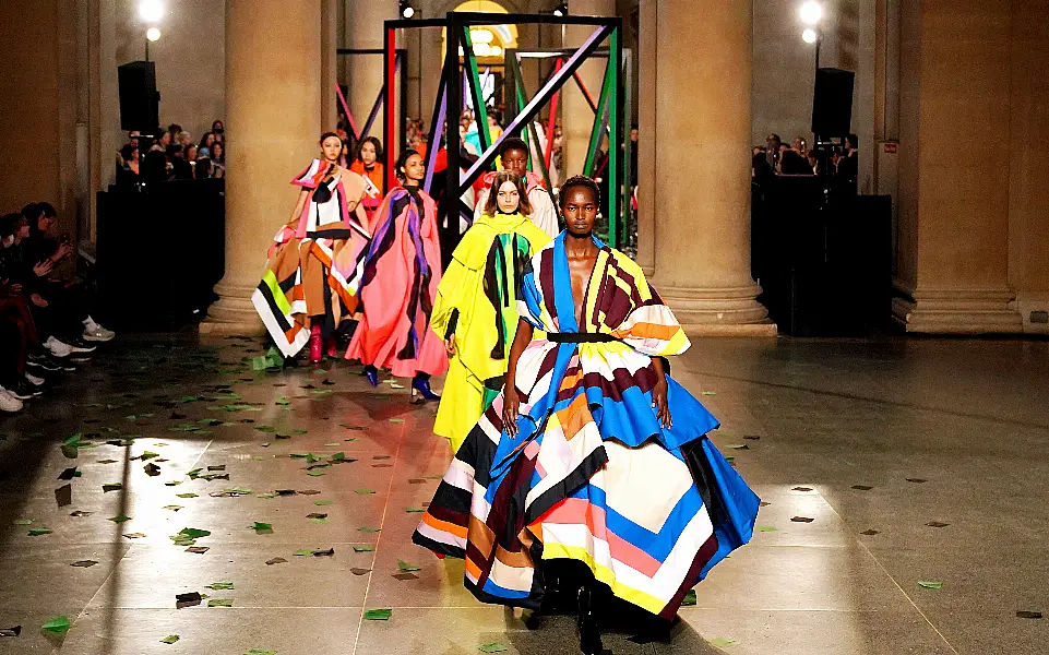 Models on the catwalk during the Roksanda show