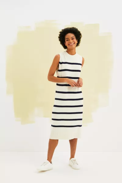 Tu at Sainsburys Nautical Stripe Sleeveless Knitted Dress; White Lace-Up Trainers