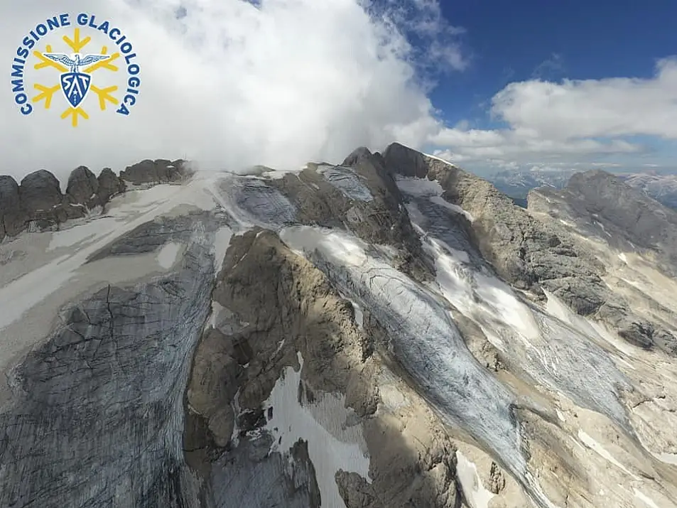 The glacier near Trento before a large chunk broke loose