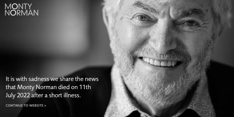 Monty Norman's website announcing his death
