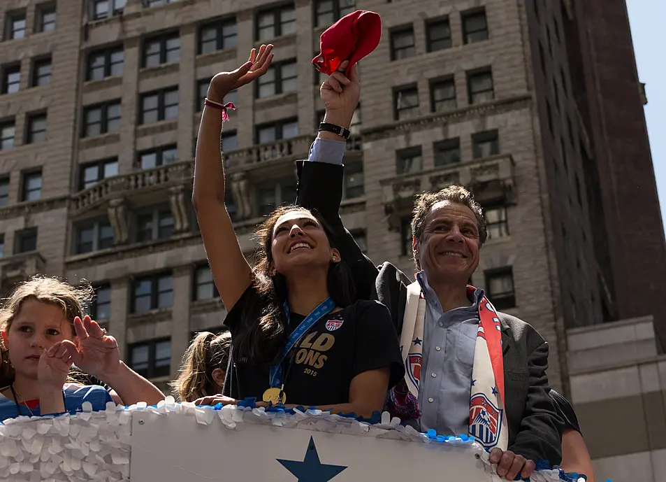 Hope Solo at a parade in New York in 2015 to mark the USA's World Cup win