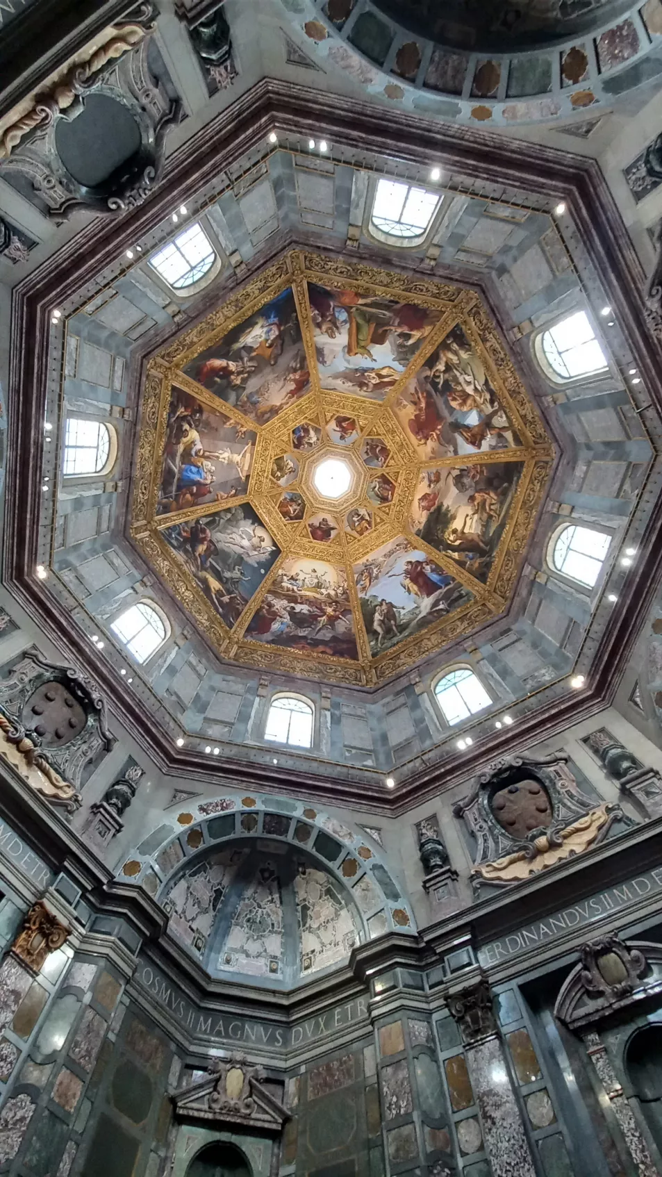 The octagonal ceiling of a Medici funeral chapel