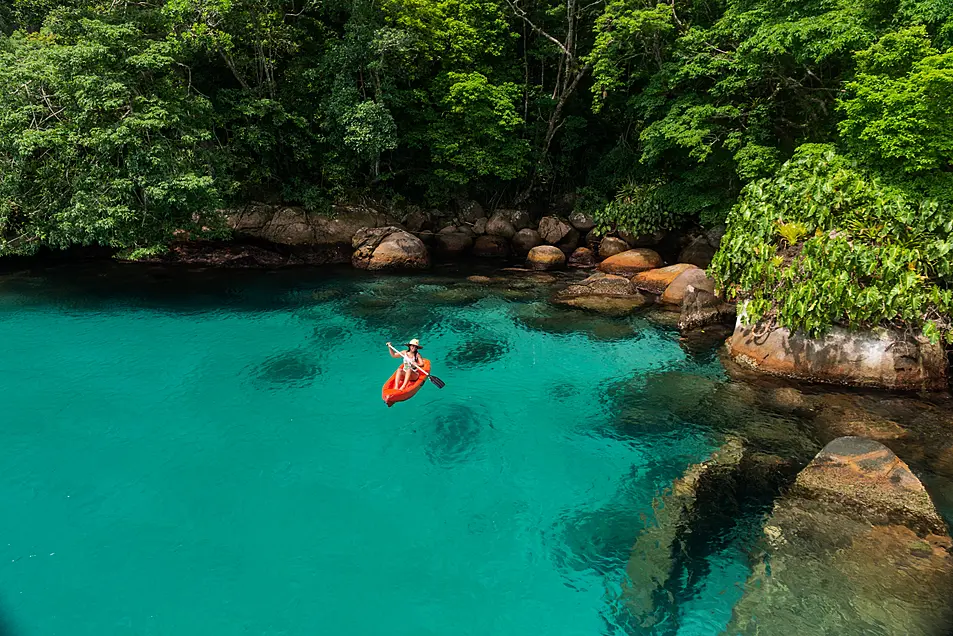 Paddling around the coastline of Paraty (Alamy/PA)