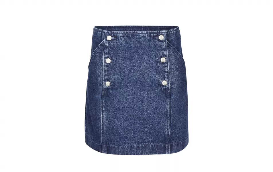 Denim Patched & Button Blue Mini Skirt, Oliver Bonas 