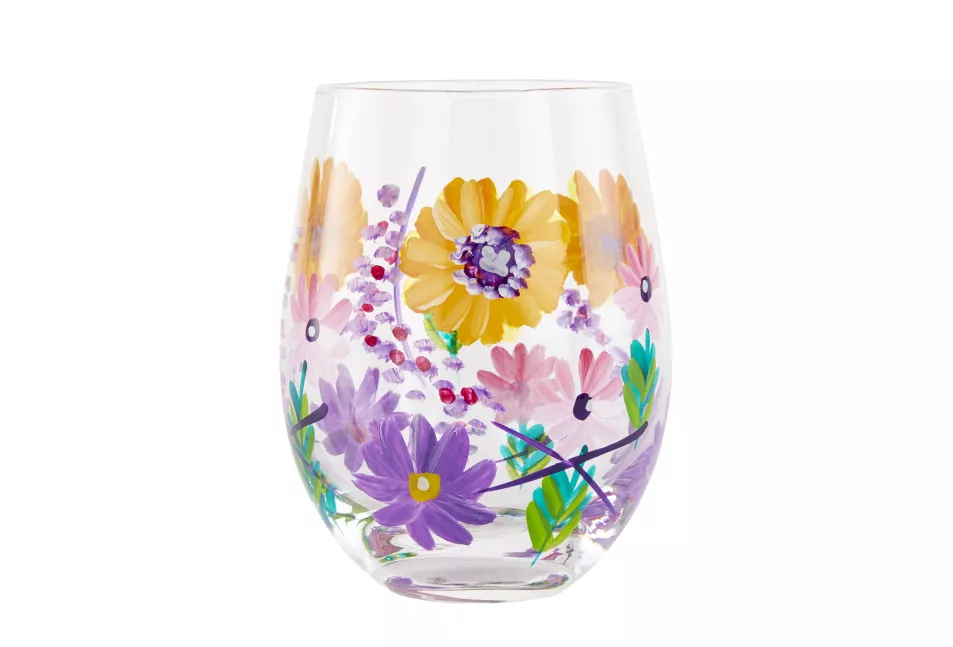 Fabulous Floral Hand Painted Gin Tumbler, Joe Browns