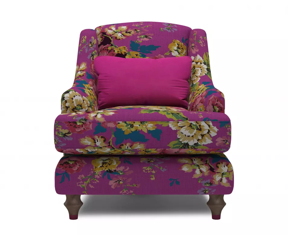 Joules Cambridge Cotton Accent Chair, Pink Floral All Over, DFS
