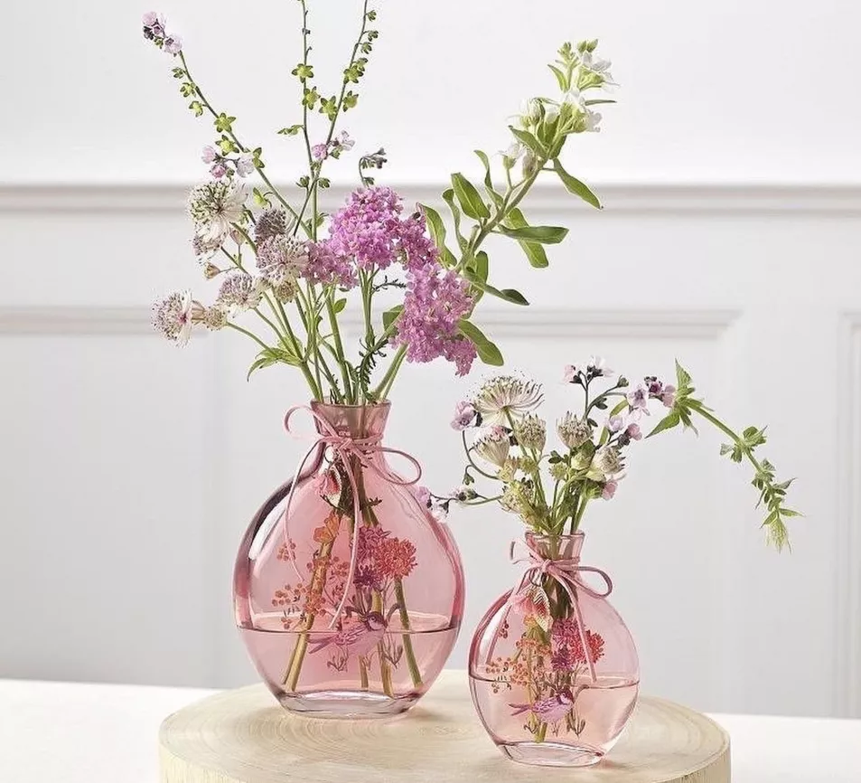 Pink Floral Bottle Vases, Small, Large, The Wisteria Tree