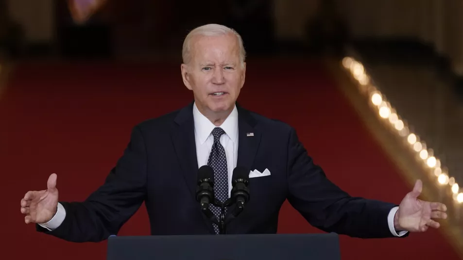 President Joe Biden speaks about the latest round of mass shootings, from the East Room of the White House in Washington, Thursday, June 2, 2022