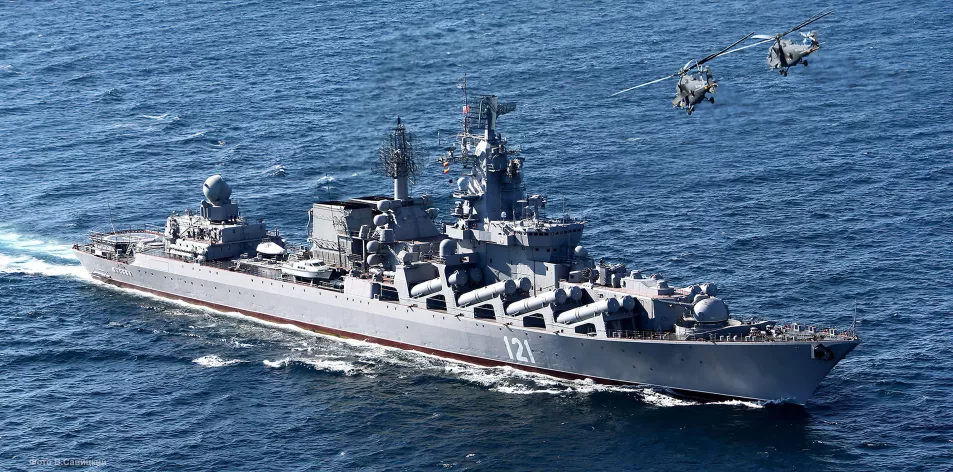 The Russian navy flagship cruiser Moskva