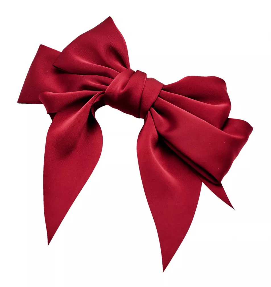Nasty Gal Red Satin Oversized Double Bow Hair Clip