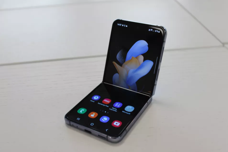 The Samsung Galaxy Z Flip4 foldable smartphone