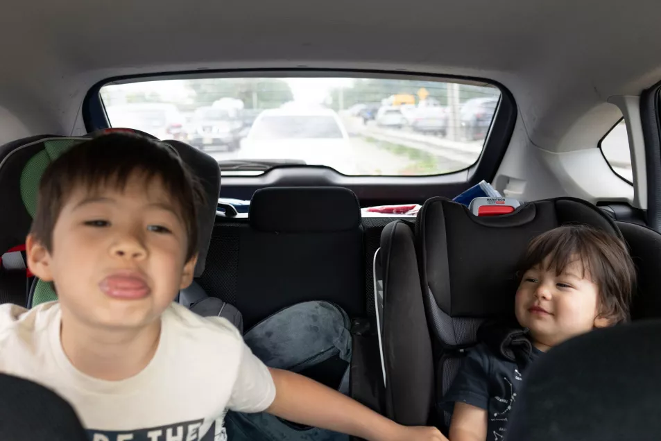 Children in the back of a car