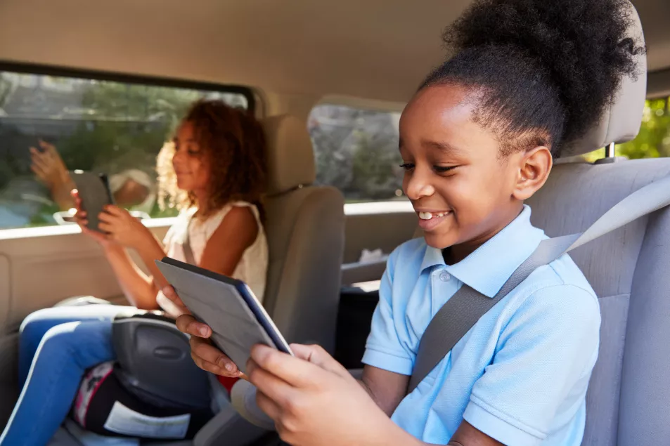 Children in the back of a car