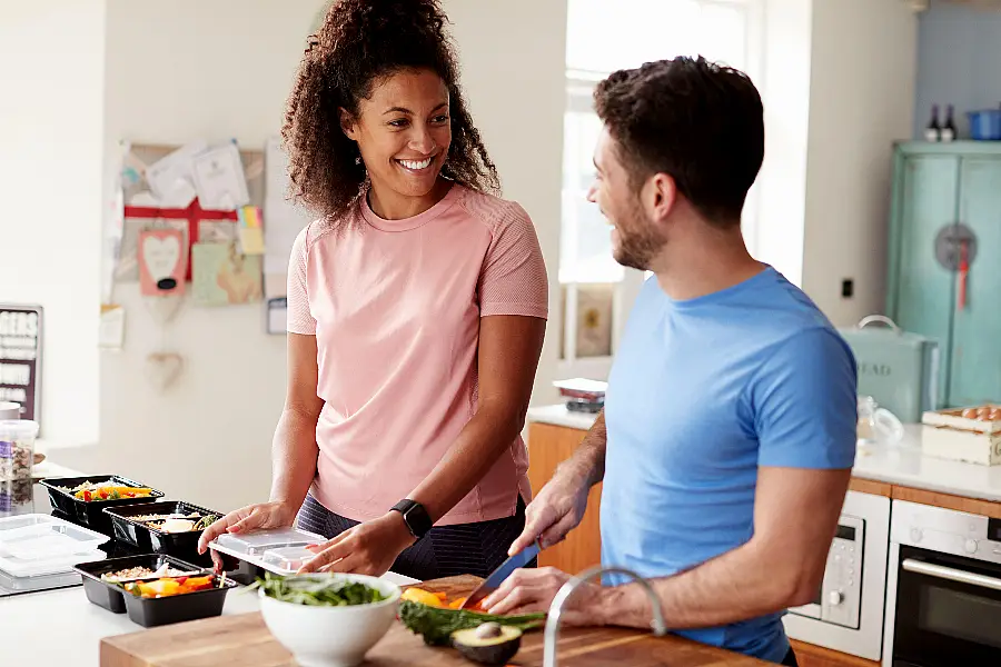 couple cooking together