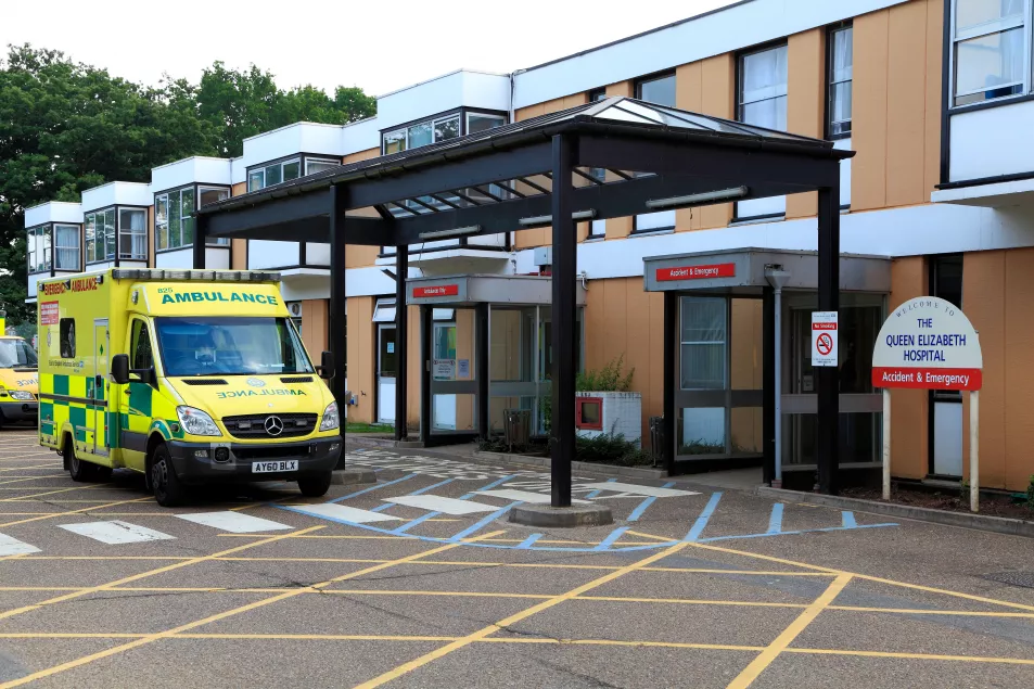 Kings Lynn, Queen Elizabeth Hospital, NHS, Norfolk, England, UK, English hospitals, ambulance National Health Service