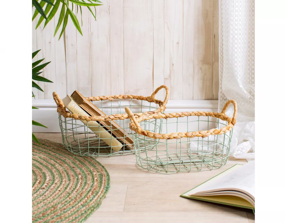 Green Wire Storage Baskets – Set of 2, Sasse & Belle