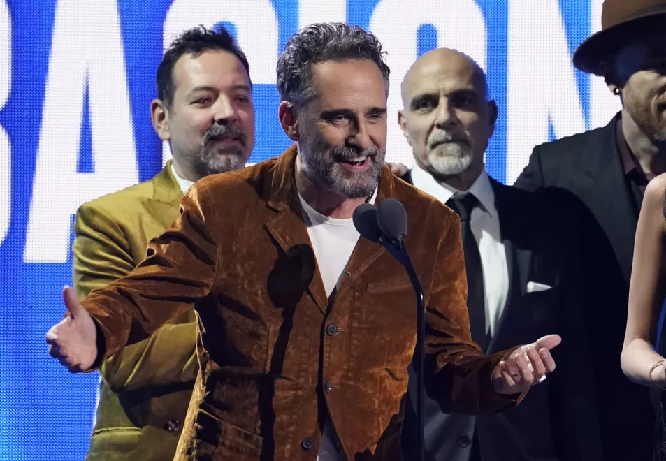 Jorge Drexler accepts the award for record of the year for "Tocarte" at the 23rd annual Latin Grammy Awards at the Mandalay Bay Michelob Ultra Arena on Thursday, Nov. 17, 2022, in Las Vegas