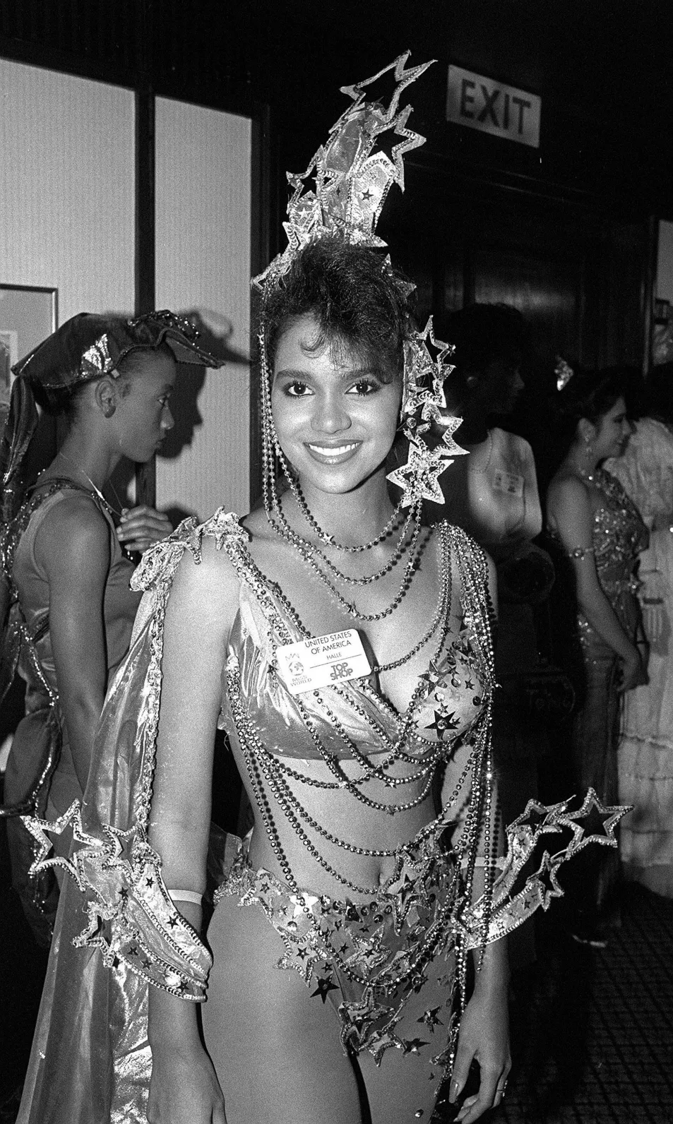 Halle Berry taking part in the Miss World 1986 contest
