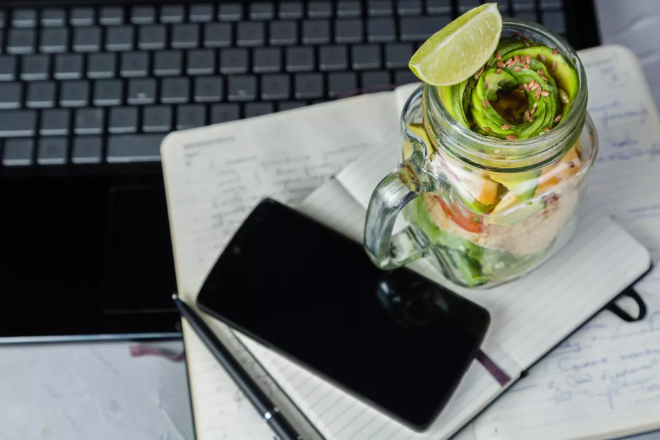 Healthy lunch in glass jar