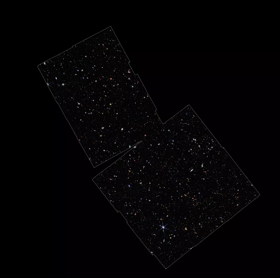 A small patch of the sky observed by the James Webb Space Telescope containing more than 100,000 galaxies 