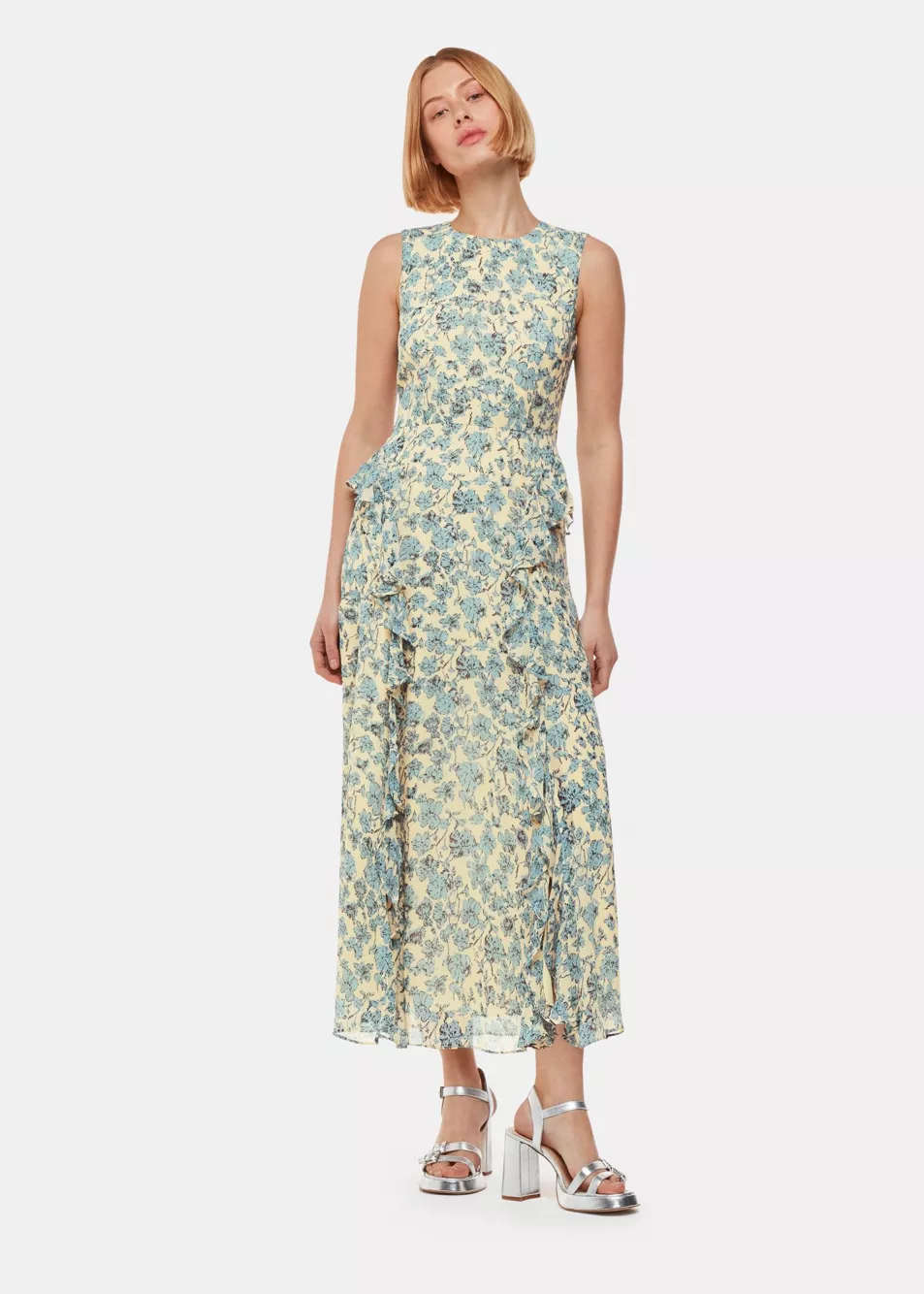 Whistles Shaded Floral Nellie Dress, Blue/Multi