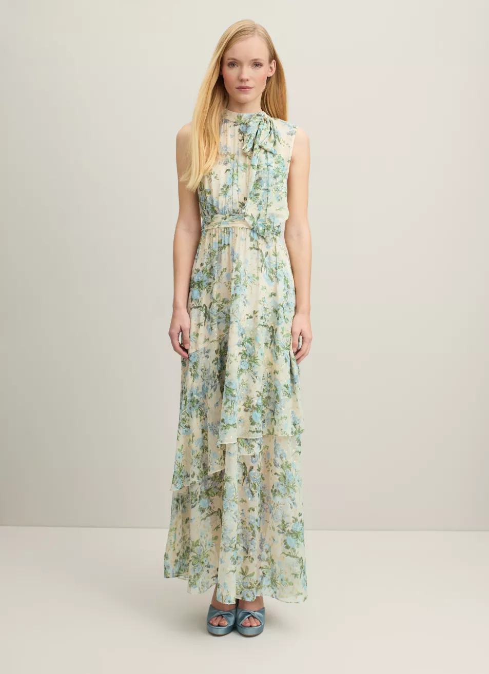 L K Bennett Robyn Neon Garden Print Silk-Blend Dress, Cream