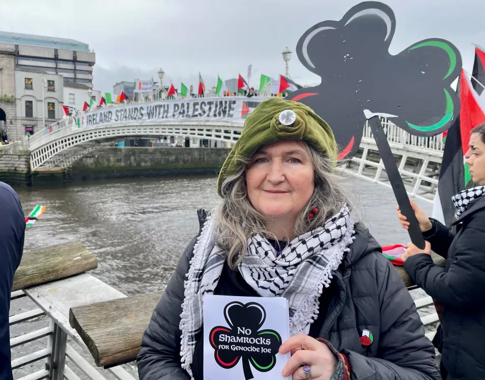 Aine Hayden from the Ireland Palestine Solidarity Campaign 