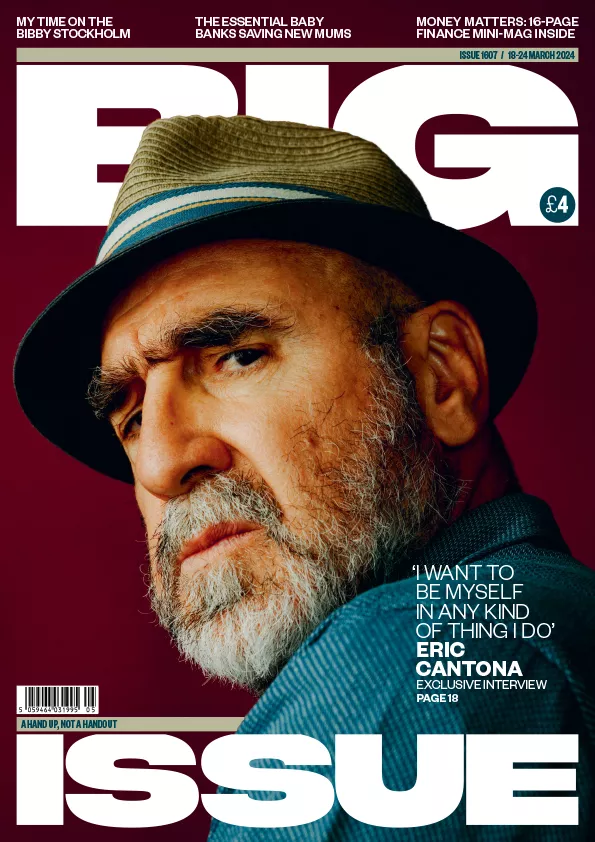 Eric Cantona on front cover of Big Issue
