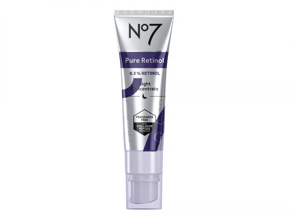 Boots No7 Pure Retinol 0.3% Retinol Night Concentrate, £34.95 for 30ml, Boots (Boots/PA)