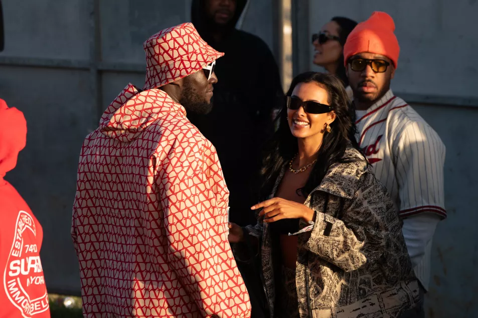 Stormzy and Maya Jama at Glastonbury Festival 