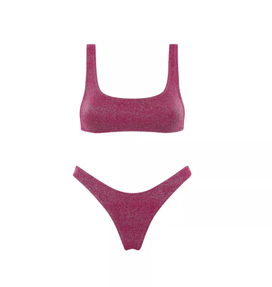 Dark pink glitter matching bikini