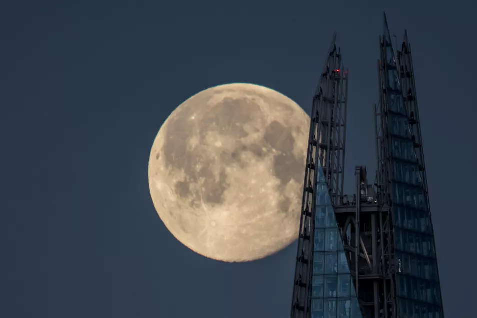 A supermoon above London's Shard building (Alamy/PA)