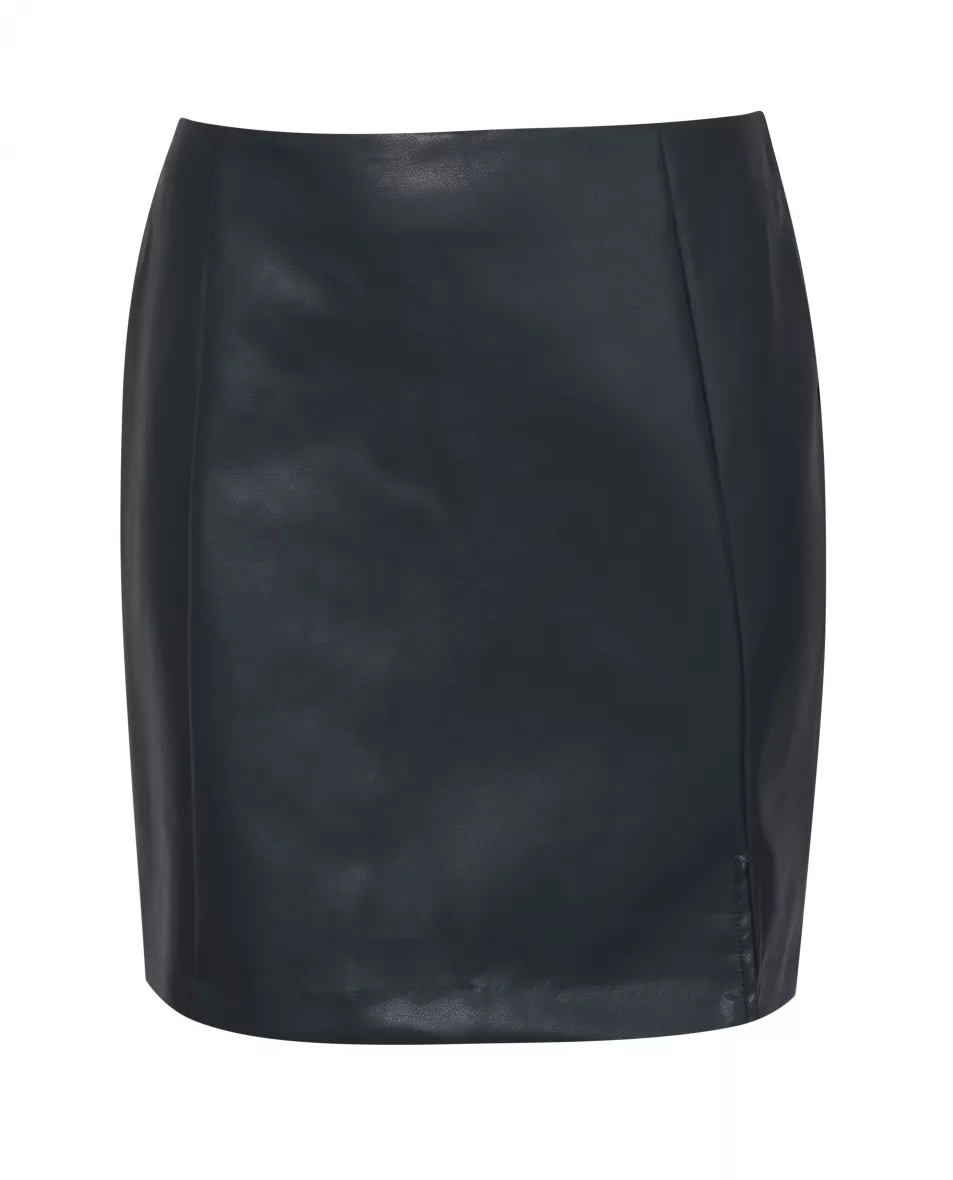 Black Leather-Look Mini Skirt