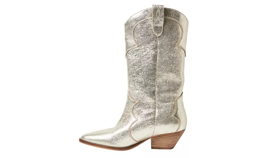 Oliver Bonas Metallic Gold Leather Tall Western Cowboy Boots, £150