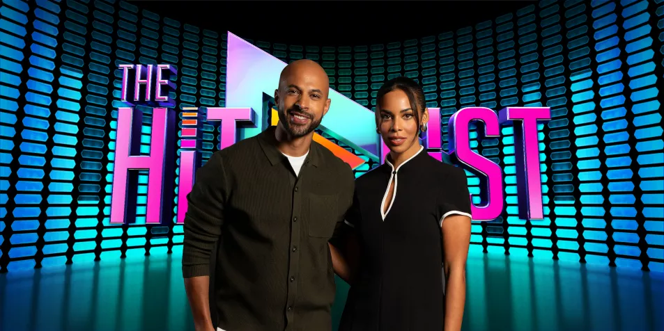 Marvin and Rochelle Humes in a promotion picture for the new season of The Hit List game show