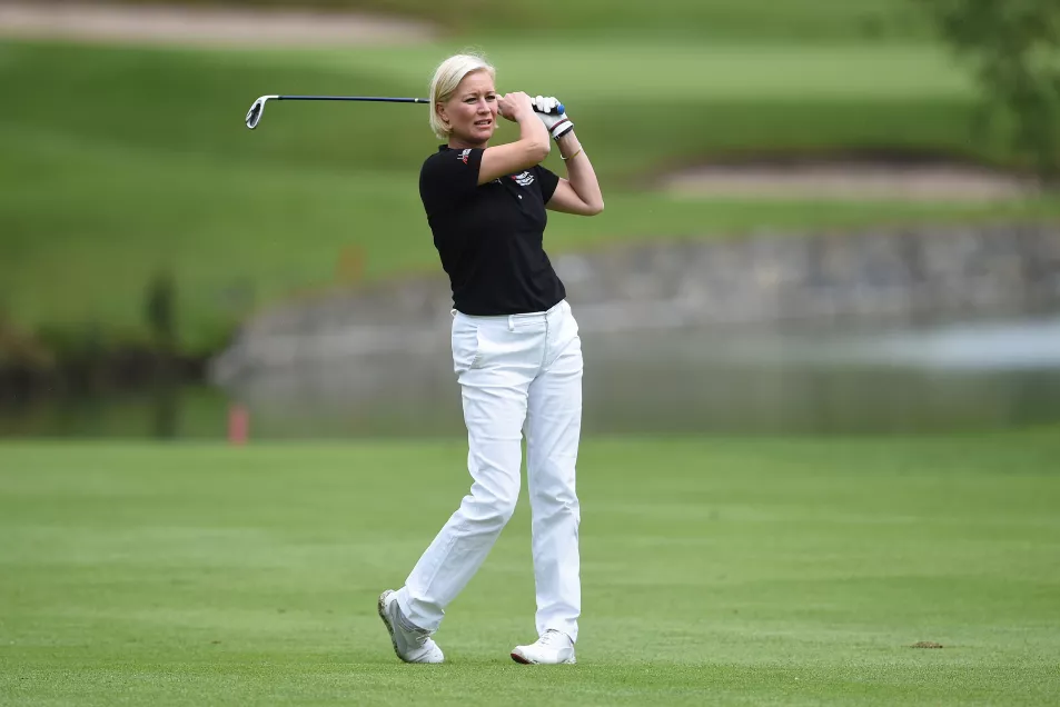 Denise van Outen during the ISPS Handa Celebrity Golf Classic in Sutton Coldfield in 2017