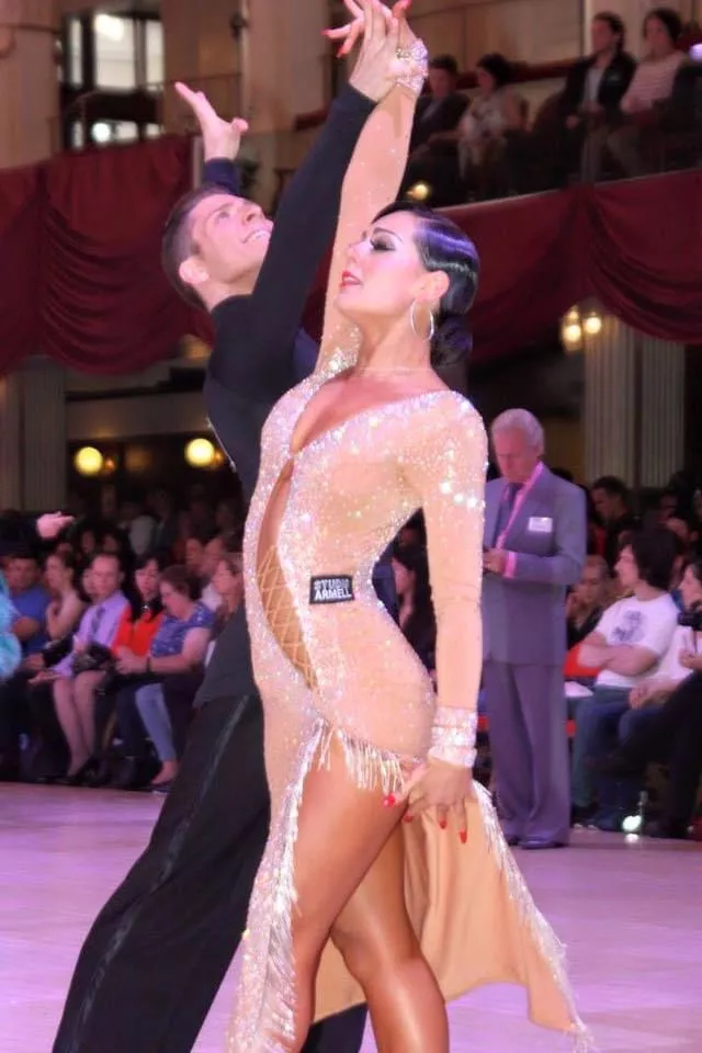 Amy and husband Ben in 2015 dancing at Blackpool