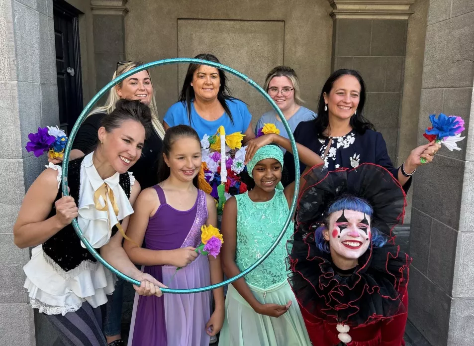 Culture Minister Catherine Martin with a range of performers and artists at Dublin Castle for an event promoting Culture Night