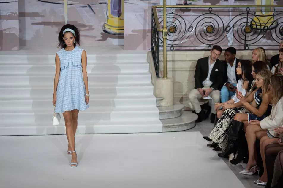 Models on the catwalk during the Paul Costelloe show