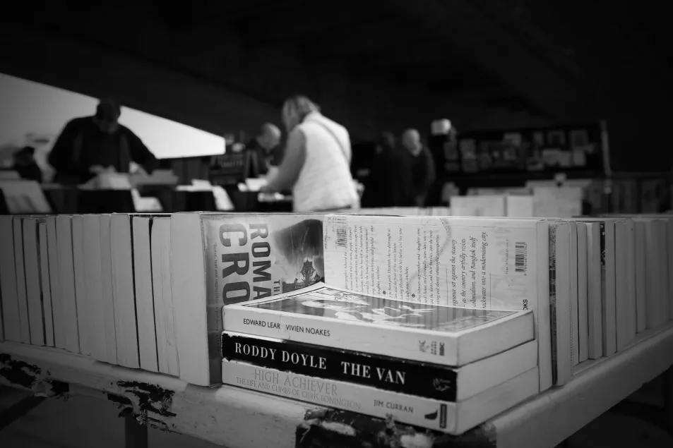 Roddy Doyle's book The Van for sale at a book fair