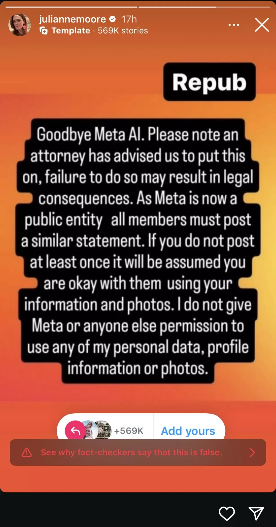 'Goodbye Meta AI' hoax social media post