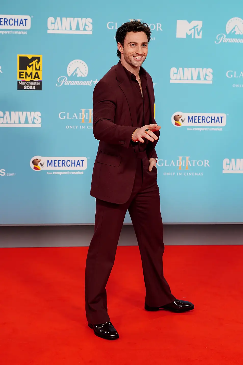 Aaron Taylor-Johnson attending the MTV Europe Music Awards 2024 at the Co-Op Live Arena, Manchester. Picture date: Sunday November 10, 2024.