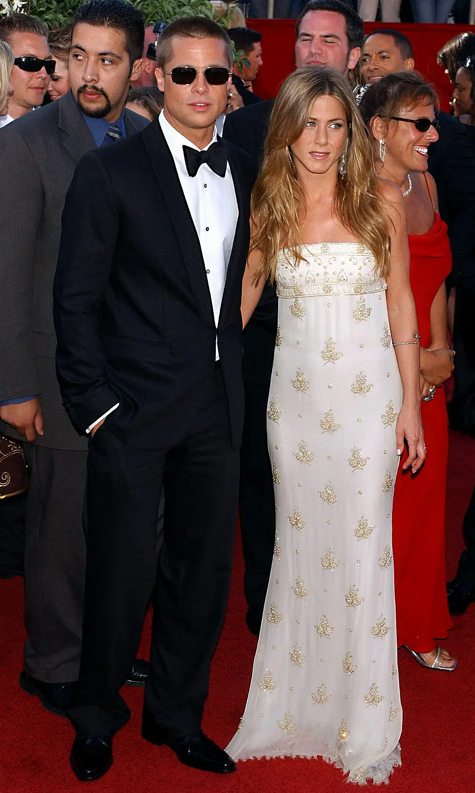 Brad Pitt and Jennifer Aniston appear on 56th Emmy Awards Red Carpet 