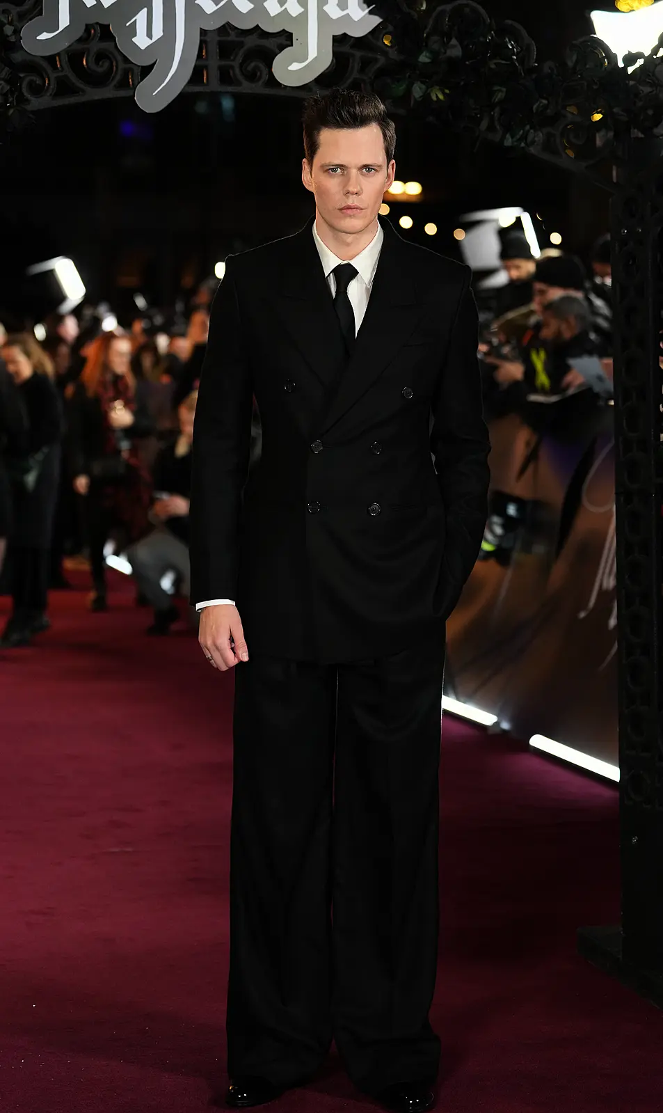 Bill Skarsgard arriving for the UK premiere of Nosferatu