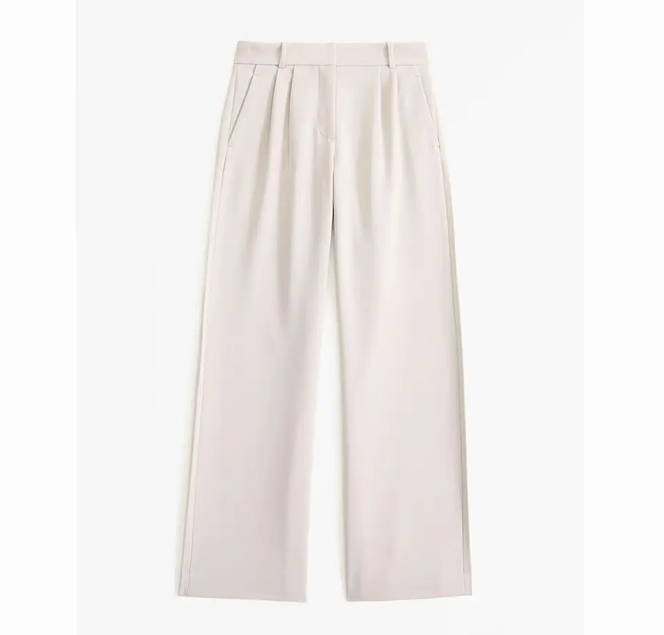 Wide leg light taupe tailored trousers